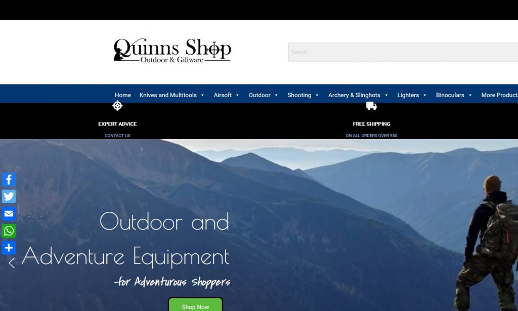 Quinns Shop - WriteinSite e-Commerce Design and Social Media Management